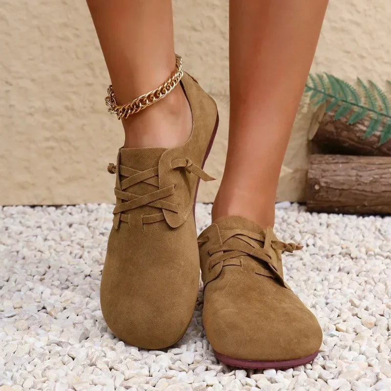 Women’s Minimal Lace-Up Casual Flats with Rounded Toe