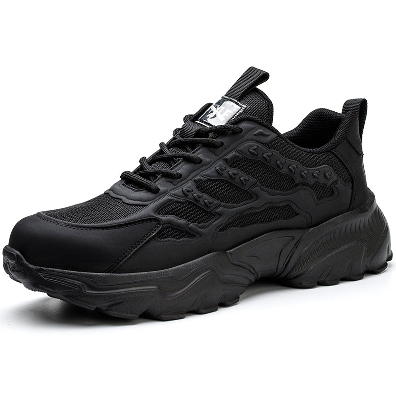 Men's Chunky Sneakers - Lace-Up - Mesh and Overlay Upper - Low Top