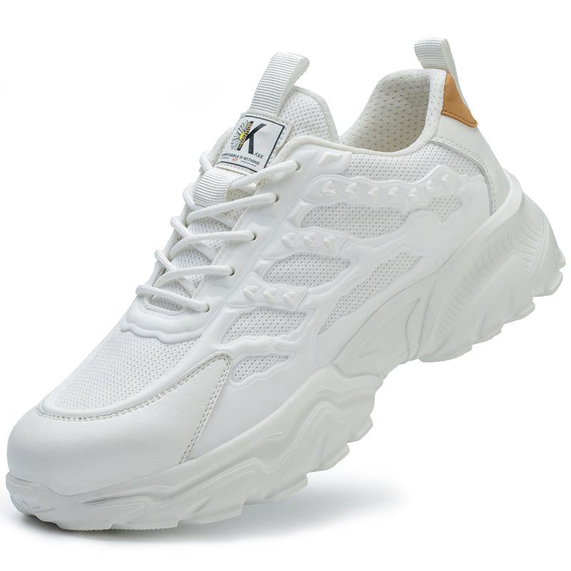 Men's Chunky Sneakers - Lace-Up - Mesh and Overlay Upper - Low Top
