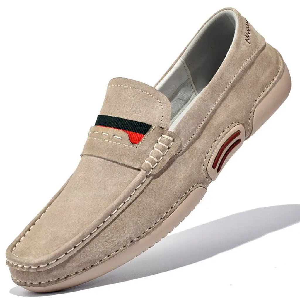 Men's Slip-On Penny Suede Loafers - Moc Toe - Flat Sole