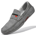 Men's Slip-On Penny Suede Loafers - Moc Toe - Flat Sole