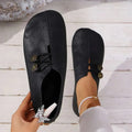Women’s Slip-On Flat Shoes with Rounded Toe and Decorative Detail