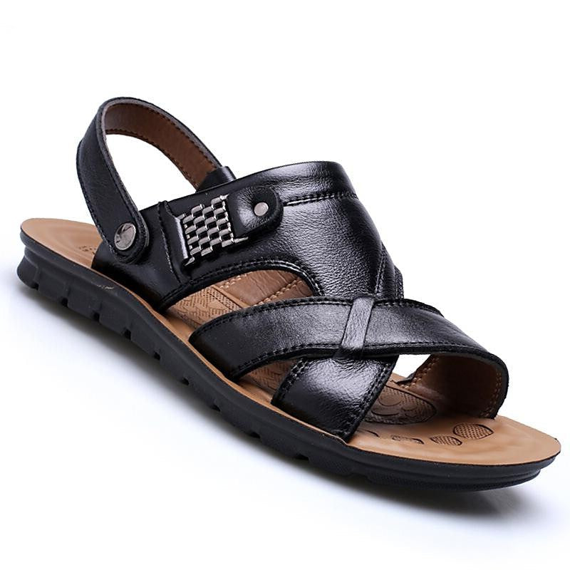 Men’s Open-Toe Strap Sandals with Adjustable Ankle Strap and Textured Sole