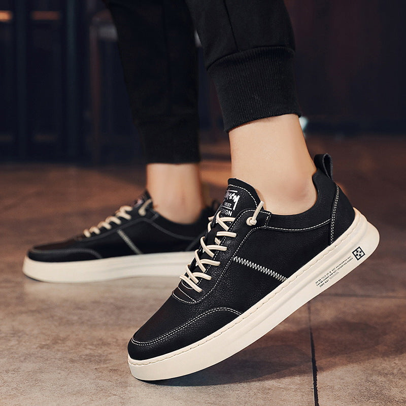 Men's Lace-Up Low Top Sneakers - Round Toe - Flat Rubber Sole