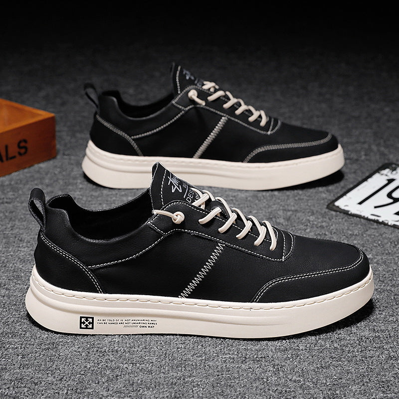 Men's Lace-Up Low Top Sneakers - Round Toe - Flat Rubber Sole