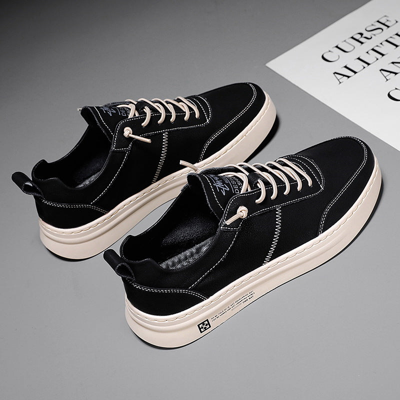 Men's Lace-Up Low Top Sneakers - Round Toe - Flat Rubber Sole