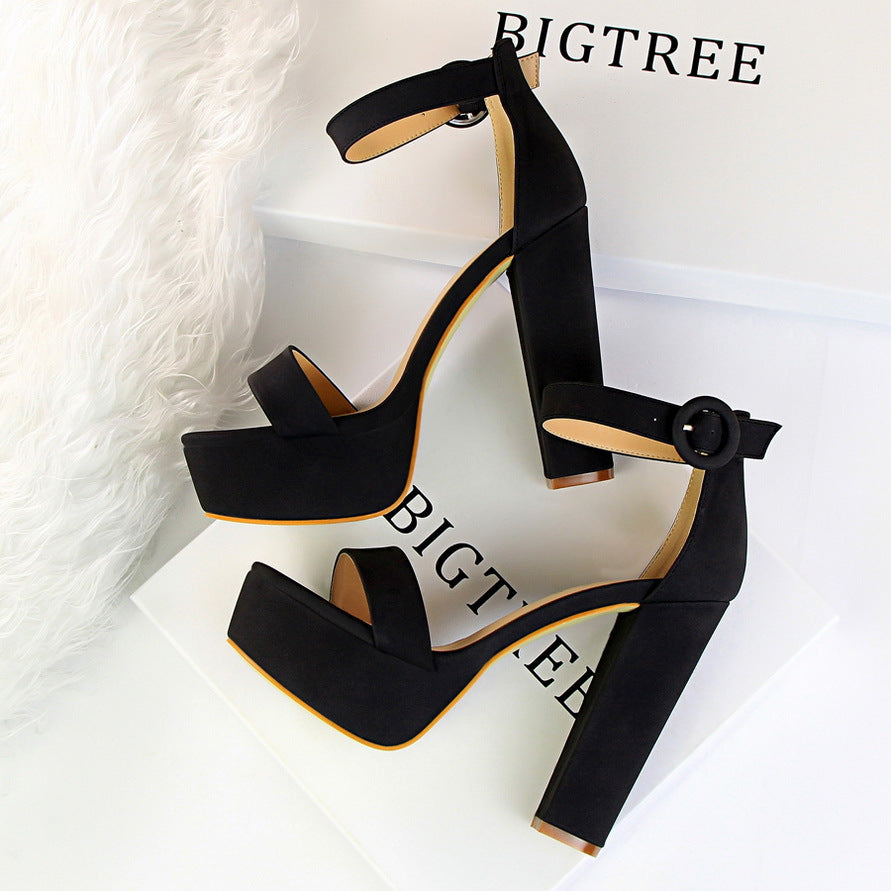 Women's Platform Sandals Block Heels Open Toe Ankle Strap Buckle