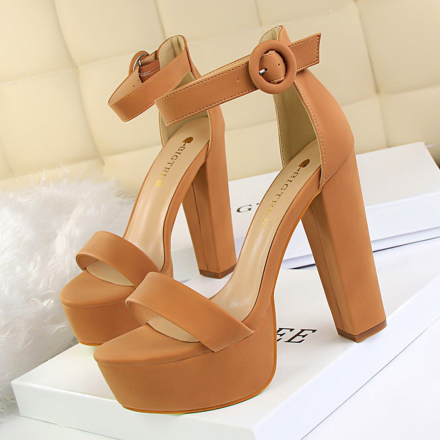 Women's Platform Sandals Block Heels Open Toe Ankle Strap Buckle