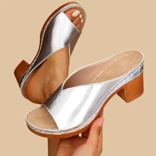 Women’s Open Toe Slide Sandals with Block Heel