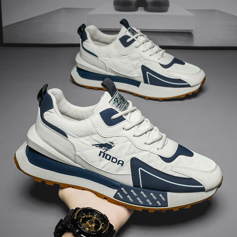 Men's Casual Sneakers – Lace-Up Low-Top with Chunky Sole and Panel Upper