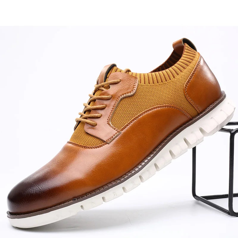 Men’s Lace-Up Casual Sneakers with Contrast Panels and Textured Sole