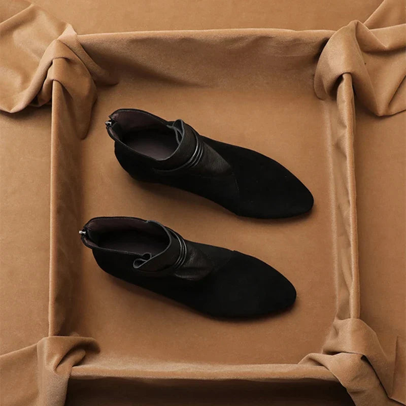 Women’s Italian Crest Ankle Boots with Pointed Toe and Side Strap Detail