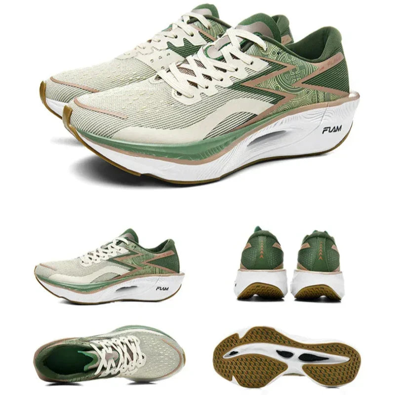 Men's Lace-Up Running Sneakers - Low Top - Mesh Upper - Curved Midsole