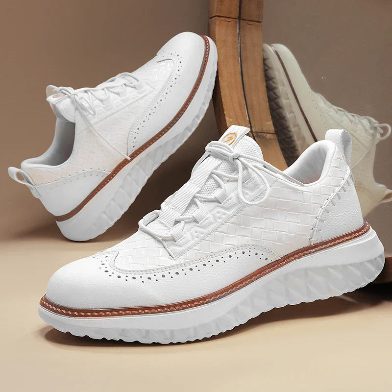 Men’s Textured Lace-Up Sneakers with Modern Wingtip Detailing and Cushioned Sole