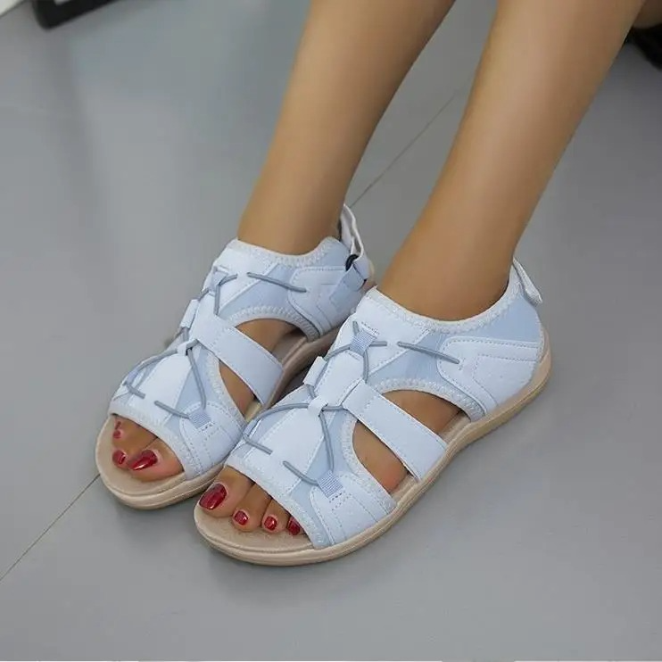Women’s Adjustable Open Toe Sandals with Back Strap and Flat Sole