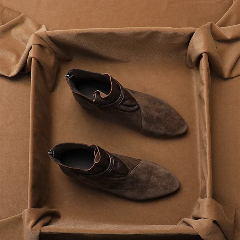 Women’s Italian Crest Ankle Boots with Pointed Toe and Side Strap Detail