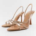 Women's Rhinestone Strap High Heel Slingback Sandals - Pointed Toe