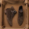 Women’s Italian Crest Ankle Boots with Pointed Toe and Side Strap Detail