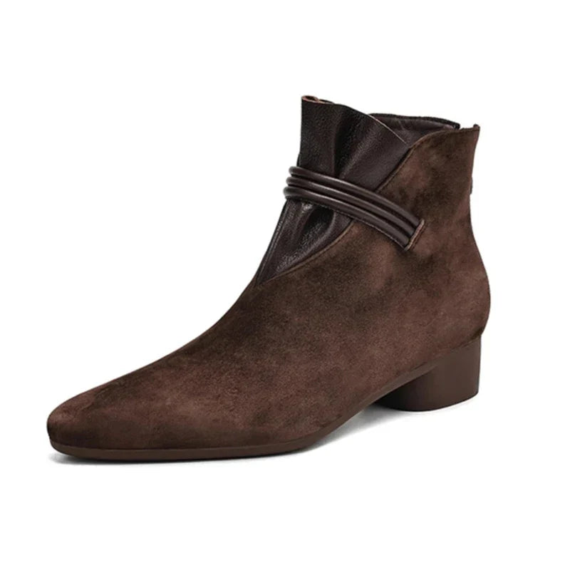 Women’s Italian Crest Ankle Boots with Pointed Toe and Side Strap Detail