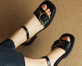 Women’s Open Toe Sandals with Buckle Strap and Metal Hardware