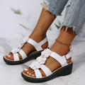 Women’s Open-Toe Sandals with Slingback Strap, Floral Upper Detail, and Wedge Sole