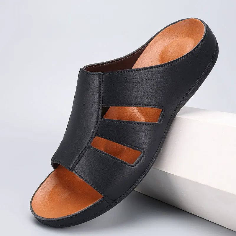 Men's Closed Toe Slide Sandals - Slip-On Fisherman Style Flat Sole