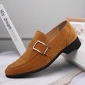 Men’s Slip-On Loafers with Buckle Detail and Low Block Heel