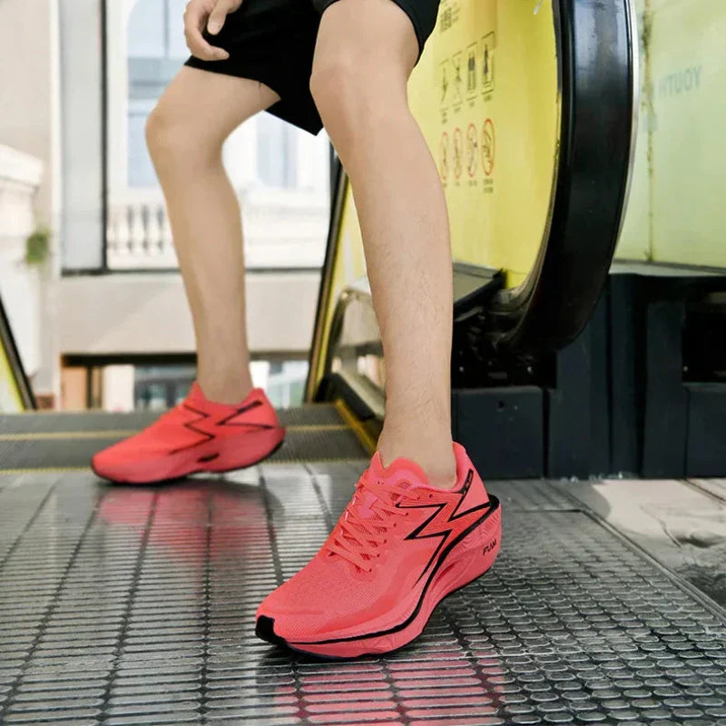 Men's Lace-Up Running Sneakers - Low Top - Mesh Upper - Curved Midsole