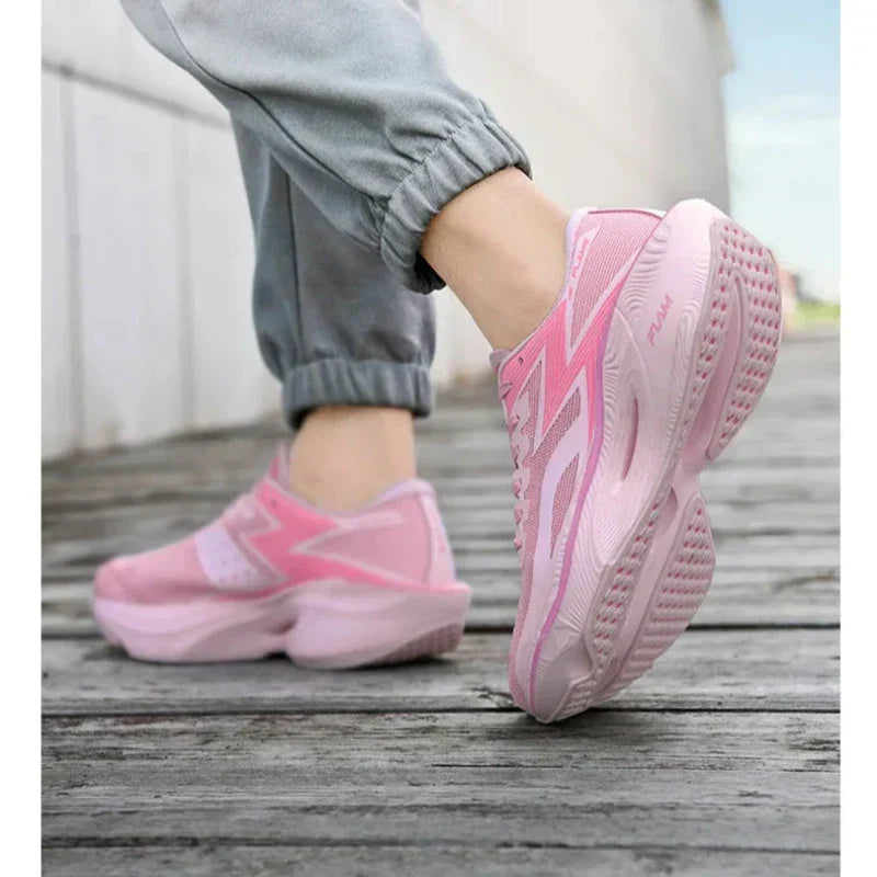 Men's Lace-Up Running Sneakers - Low Top - Mesh Upper - Curved Midsole