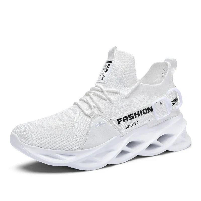 Men's Chunky Sneakers - Lace-Up - Knit Upper - Blade Sole
