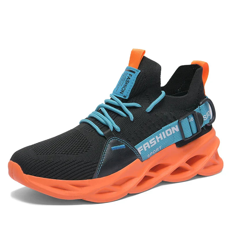 Men's Chunky Sneakers - Lace-Up - Knit Upper - Blade Sole