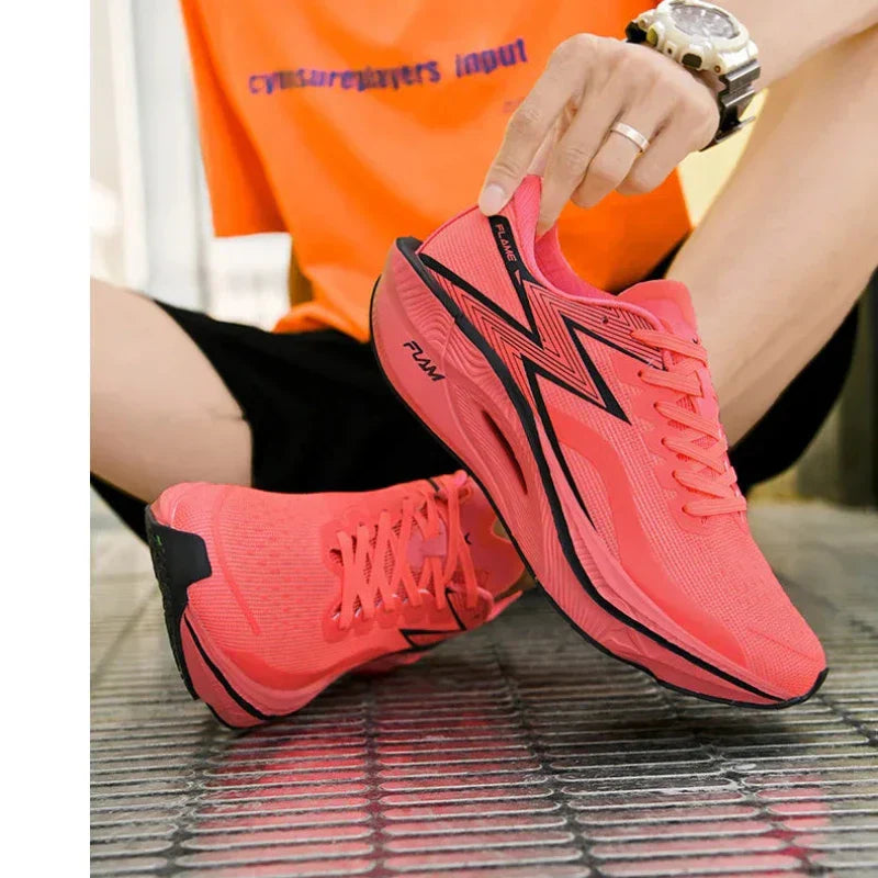 Men's Lace-Up Running Sneakers - Low Top - Mesh Upper - Curved Midsole