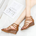 Women's Gladiator Wedge Sandals - Open Toe - Multi-Strap - Back Zip