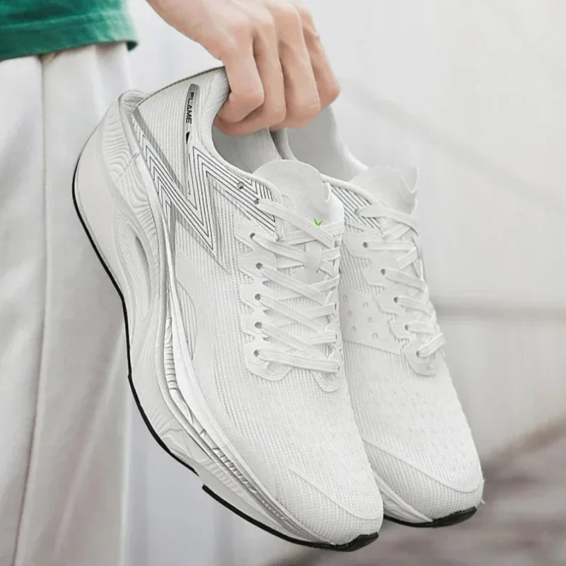Men's Lace-Up Running Sneakers - Low Top - Mesh Upper - Curved Midsole