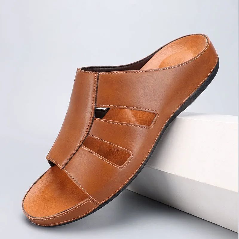 Men's Closed Toe Slide Sandals - Slip-On Fisherman Style Flat Sole