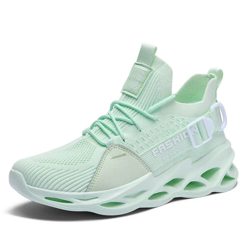 Men's Chunky Sneakers - Lace-Up - Knit Upper - Blade Sole
