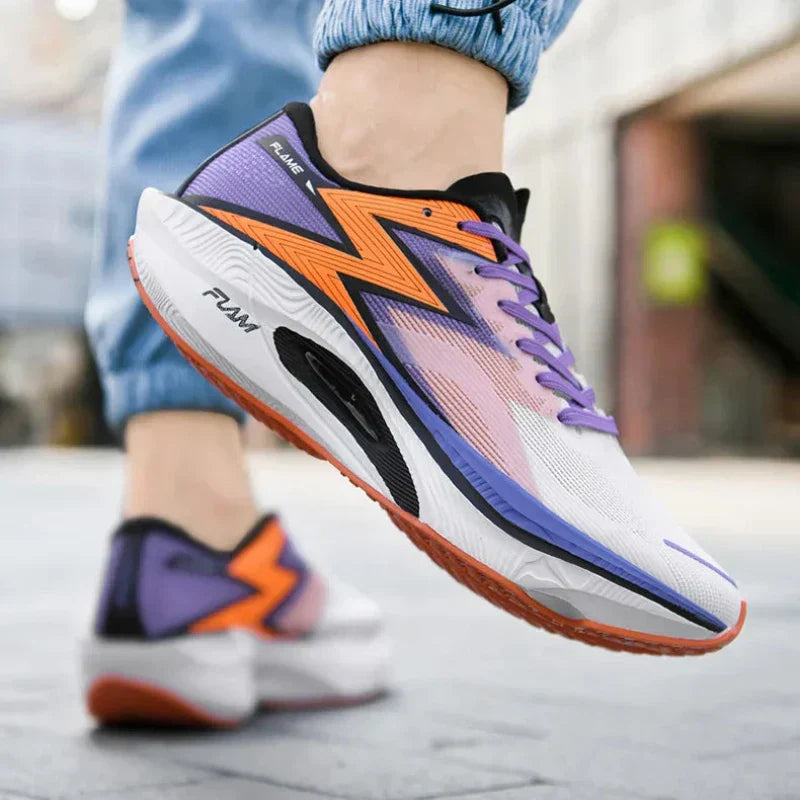 Men's Lace-Up Running Sneakers - Low Top - Mesh Upper - Curved Midsole
