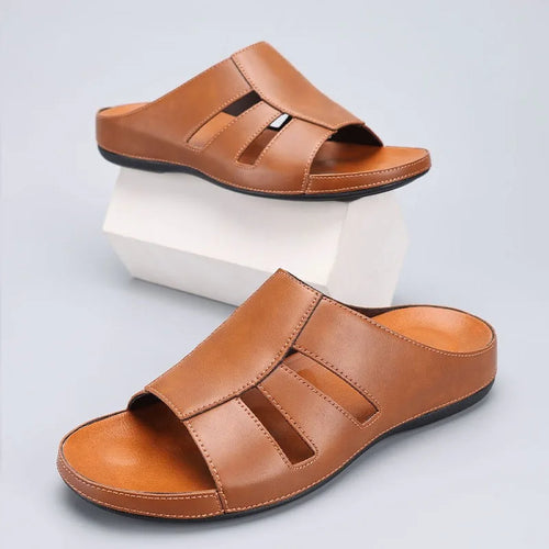 Men's Closed Toe Slide Sandals - Slip-On Fisherman Style Flat Sole