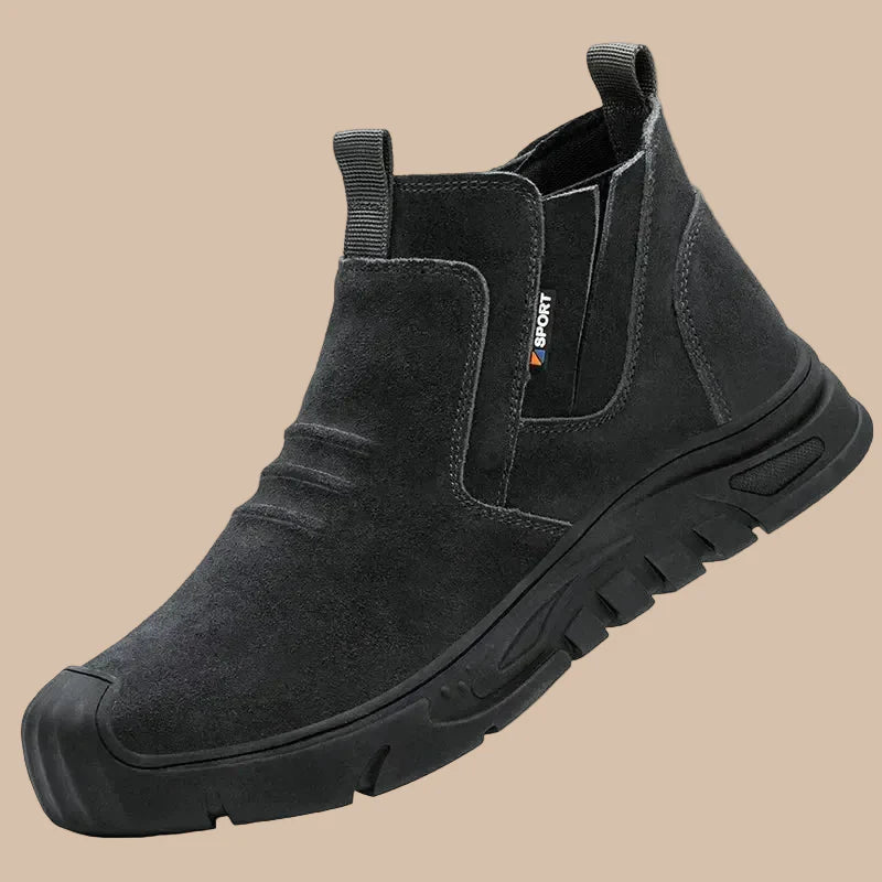 Men’s Ankle Work Boots with Reinforced Toe and Slip-On Design - Steel Toe