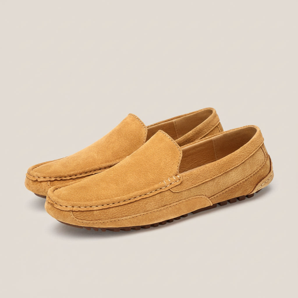 Men’s Slip-On Loafers with Almond Toe and Flat Sole