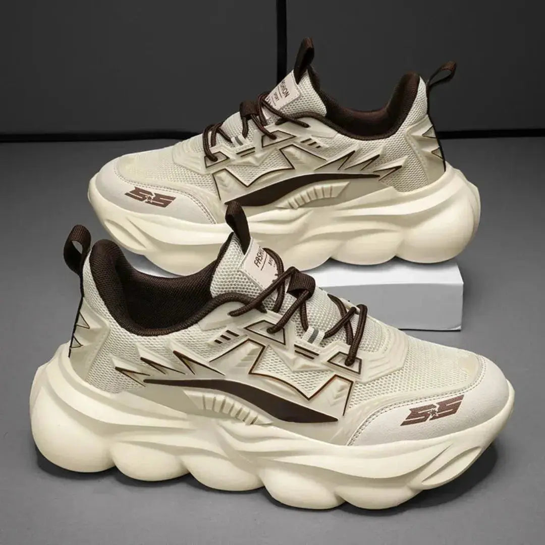 Men's Chunky Platform Sneakers - Lace-Up Low-Top