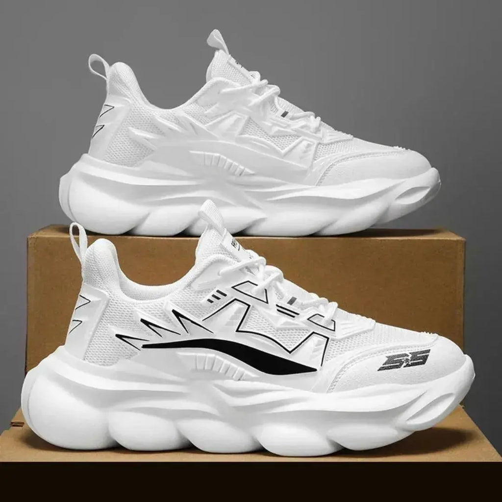 Men's Chunky Platform Sneakers - Lace-Up Low-Top