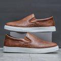 Men's Slip On Shoes - Round Toe - Smooth Upper - Elastic Gusset - Flatform Sole
