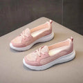 Women's Lace-Up Platform Sneakers - Mixed Material Low-Top