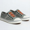 Women's Slip-On Canvas Sneakers – Round Toe Low-Top with Elastic Panel and Flat Sole