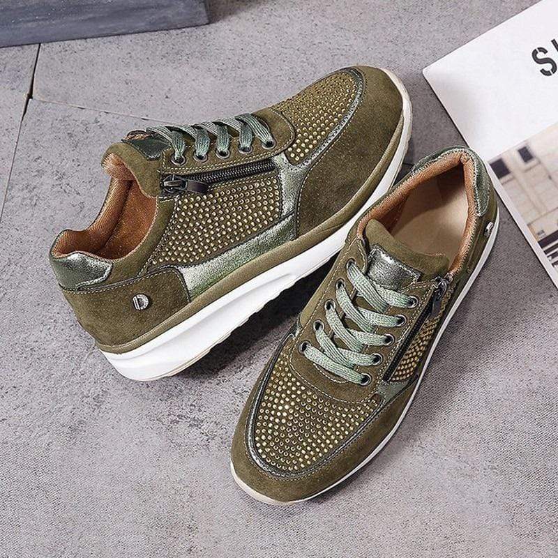 Women’s Lace Up Sneakers with Side Zip and Platform Sole
