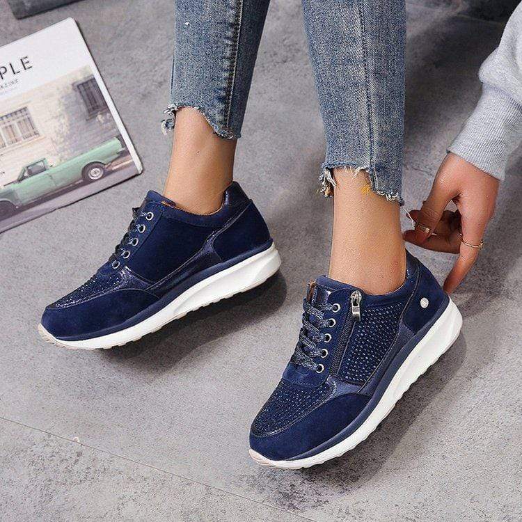 Women’s Lace Up Sneakers with Side Zip and Platform Sole