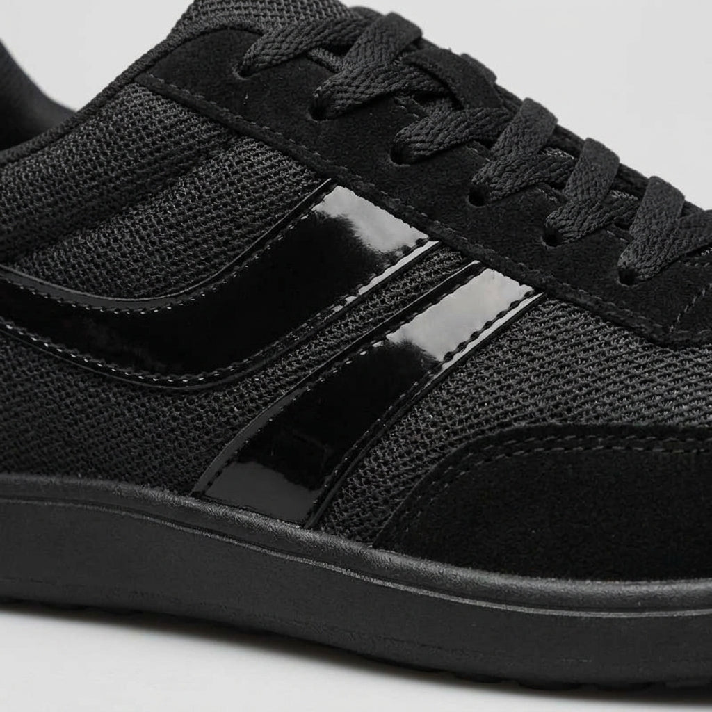 Men's Casual Sneakers – Lace-Up Low Top Mesh Upper with Stripe Detail