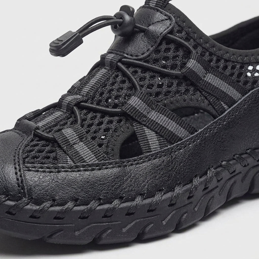 Men’s Closed Toe Mesh Outdoor Sandals - Elastic Lace System