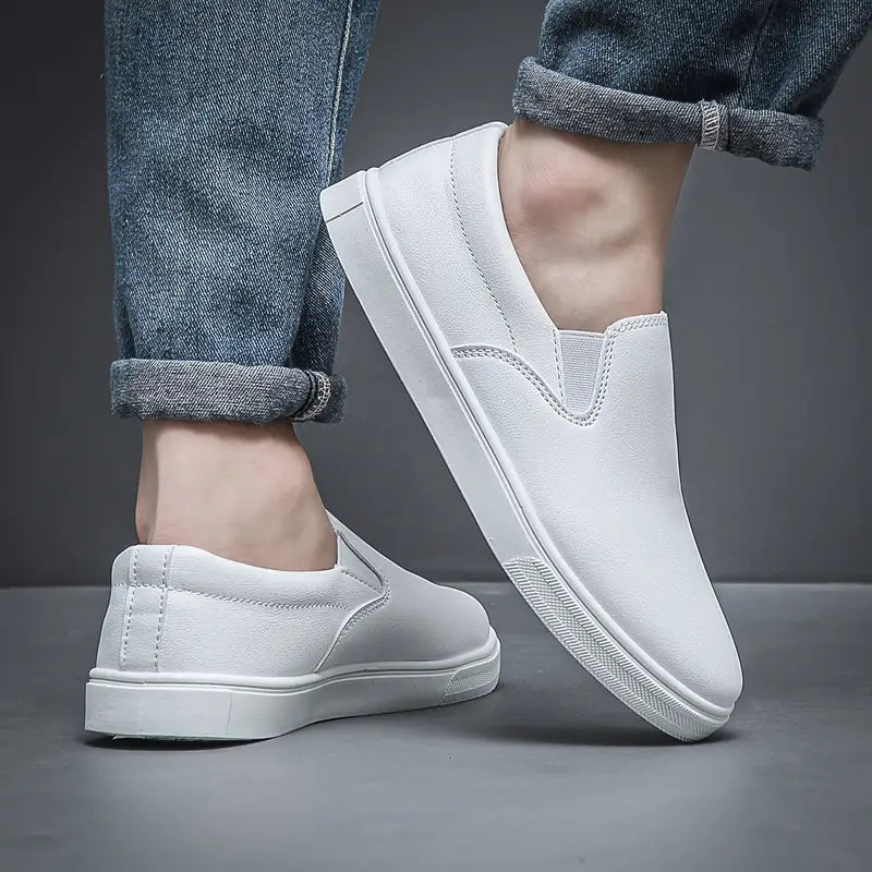 Men's Slip On Shoes - Round Toe - Smooth Upper - Elastic Gusset - Flatform Sole